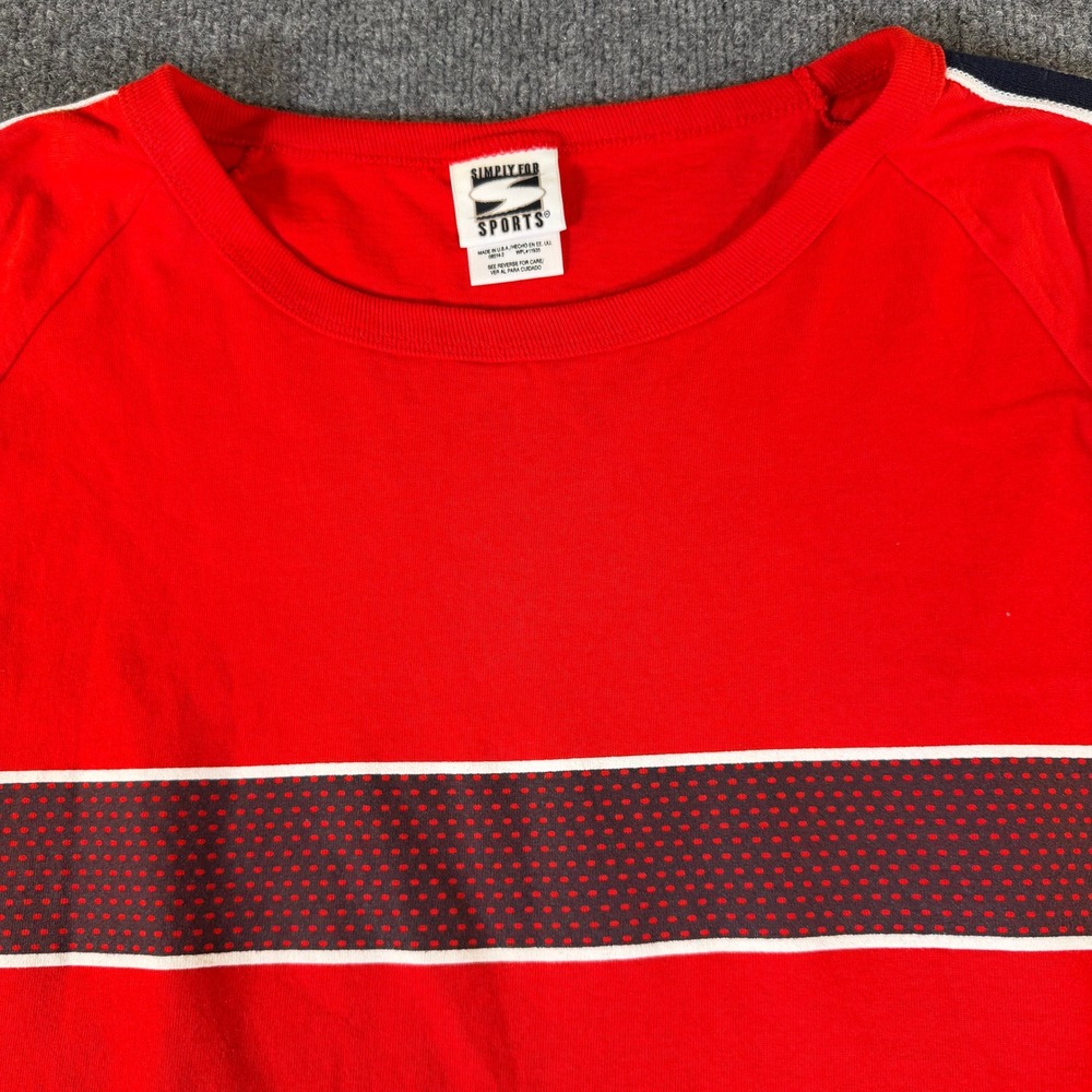 Simply For Sports Mens XL Red Long Sleeve T-Shirt Made in USA Raglan 3362